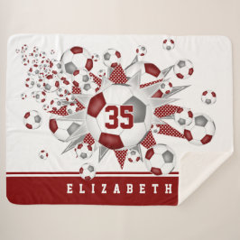 Cobertor Sherpa maroon cinza bolas de futebol estrelas estrelas sa