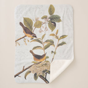 Cobertor Sherpa Maryland Yellowthroat Audubon Birds com Flores