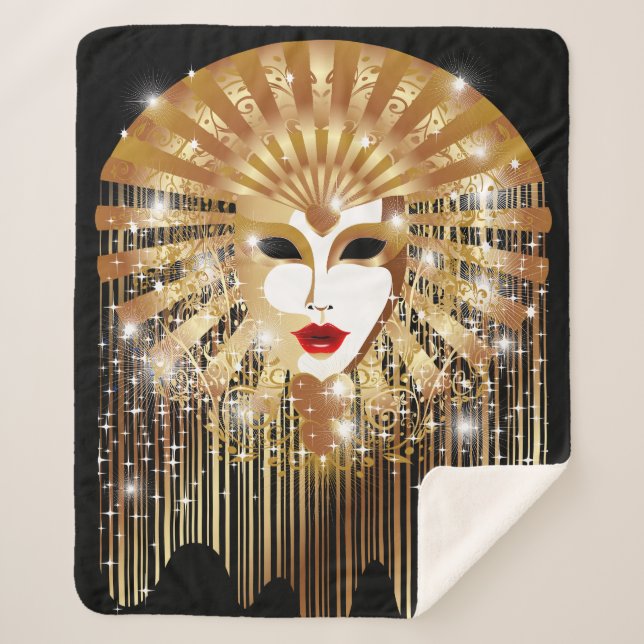 Cobertor Sherpa Máscara do ouro Venice (Frente)