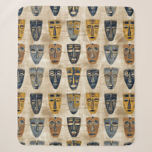 Cobertor Sherpa Máscara Tribal Padrão Boho