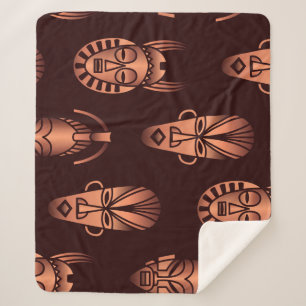 Cobertor Sherpa Máscaras étnicas africanas, fundo escuro