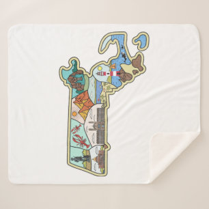 Cobertor Sherpa Massachusetts Map Boston Cape Cod Salem Souvenir