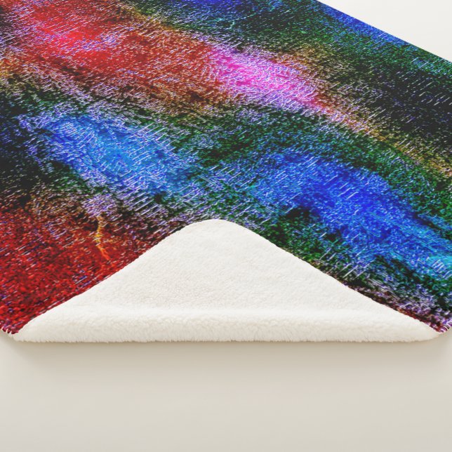 Cobertor Sherpa Material azul e vermelho esfolado com tinta a óleo (3/4)