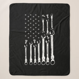 Cobertor Sherpa Mecânico do carro de bandeira Patriótica Americano