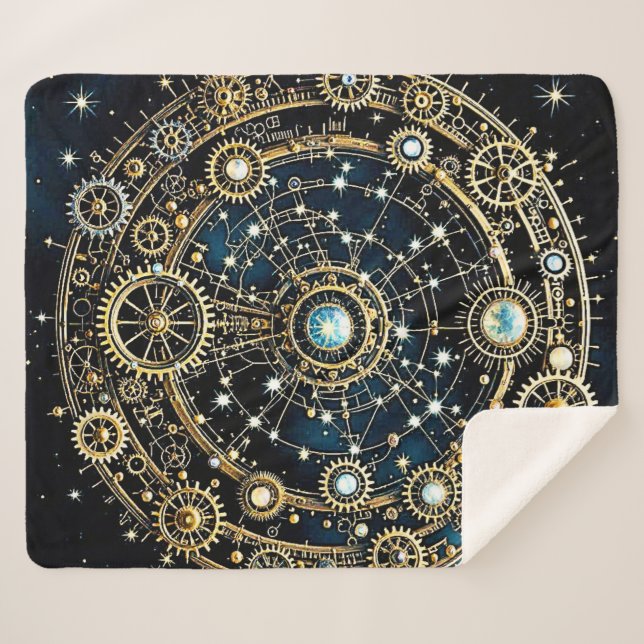 Cobertor Sherpa Mecanismo Celestial Arte Cósmica (Frente (Horizontal))