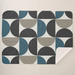 Cobertor Sherpa Médio-Século Moderno Cinza Azul Gunmetal