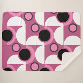 Cobertor Sherpa Médio Século moderno cor-de-rosa, preto e cinza