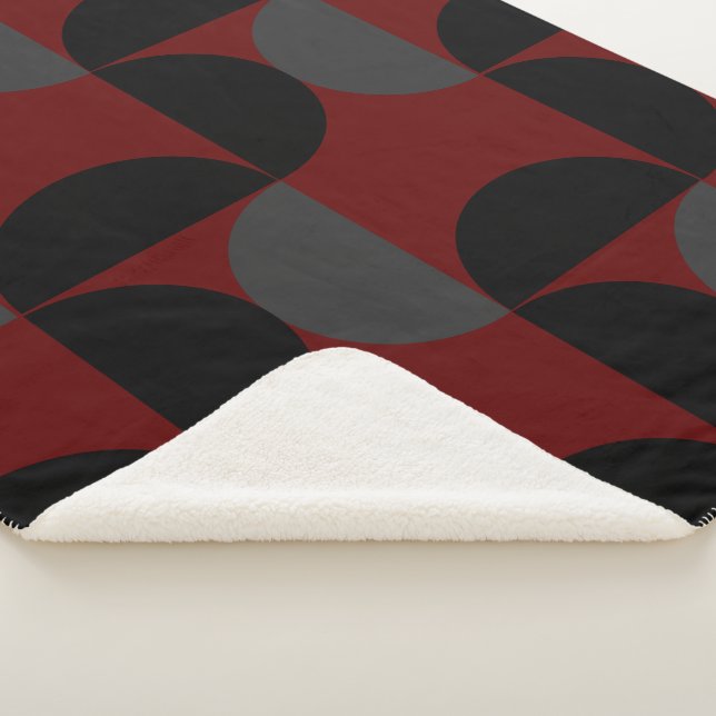 Cobertor Sherpa Médio Século Vermelho Negro e Cinzas Modernos (3/4)