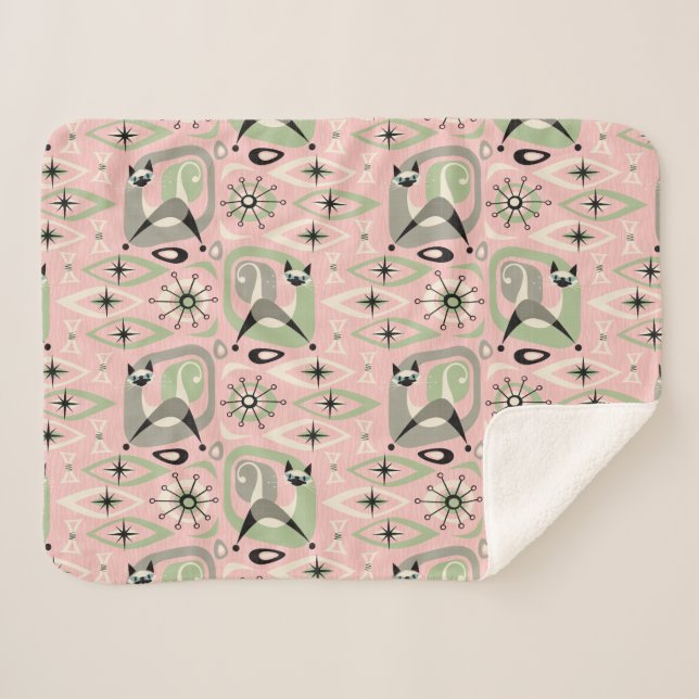 Cobertor Sherpa Meio século de Gatos Siameses (Frente (Horizontal))