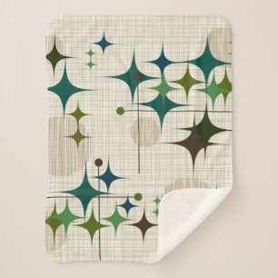 Cobertor Sherpa Meio século Starbursts moderno e globos