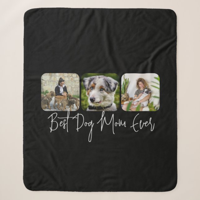 Cobertor Sherpa Melhor Mãe De Cachorro - Colagem Personalizada De  (Frente)