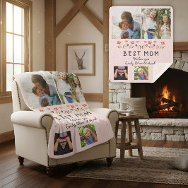 Cobertor Sherpa Melhor Mãe Flores 5 Fotografias Collage Keepsasakn