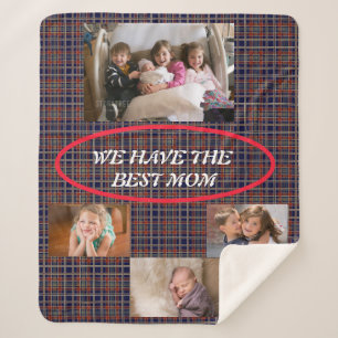 Cobertor Sherpa Melhor mãe na Xadrez de Tartan