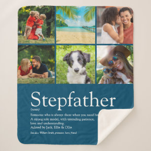 Cobertor Sherpa Melhor Padrasto, Definição de Padrasto 6 Foto Azul