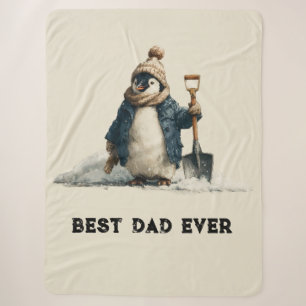 Cobertor Sherpa Melhor Papai de Todos os Tempos Design de Pinguim