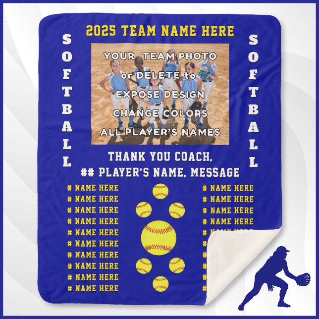 Cobertor Sherpa Melhores Presentes para Treinadores de Softbol, Jo (Personalized softball blankets. Senior softball gifts, softball team gifts. Softball coach gifts.)