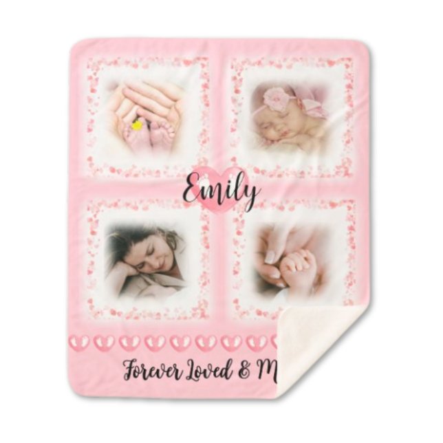 Cobertor Sherpa Memorial Baby Pink Photo Blanket Gift (Criador carregado)