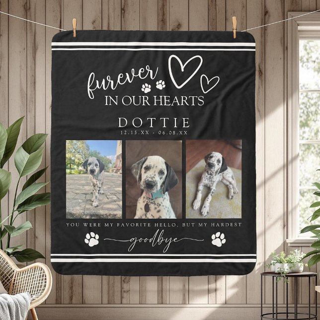 Cobertor Sherpa Memorial do Cachorro Fotográfico Preto Mais Duro (You Were my Hardest Goodbye Black and White Photo Dog Memorial Sherpa Blanket)