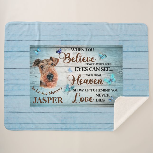 Cobertor Sherpa Memorials Airedale terrier (Frente (Horizontal))