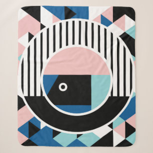 Cobertor Sherpa Memphis abstract poster design. Face geometric mak