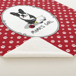 Cobertor Sherpa Menina #2 Boston Terrier Dog (preto)