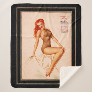 Cobertor Sherpa Menina de fevereiro Varga Rapariga 1946 Calendário