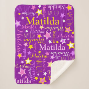 Cobertor Sherpa Meninas rosadas roxas amarelas dão nome a padrão
