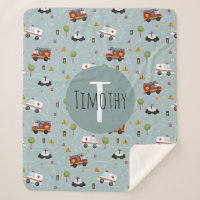 Meninos Cute Blue Transport Patterm Kids