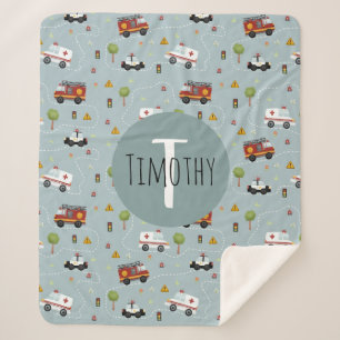 Cobertor Sherpa Meninos Cute Blue Transport Patterm Kids