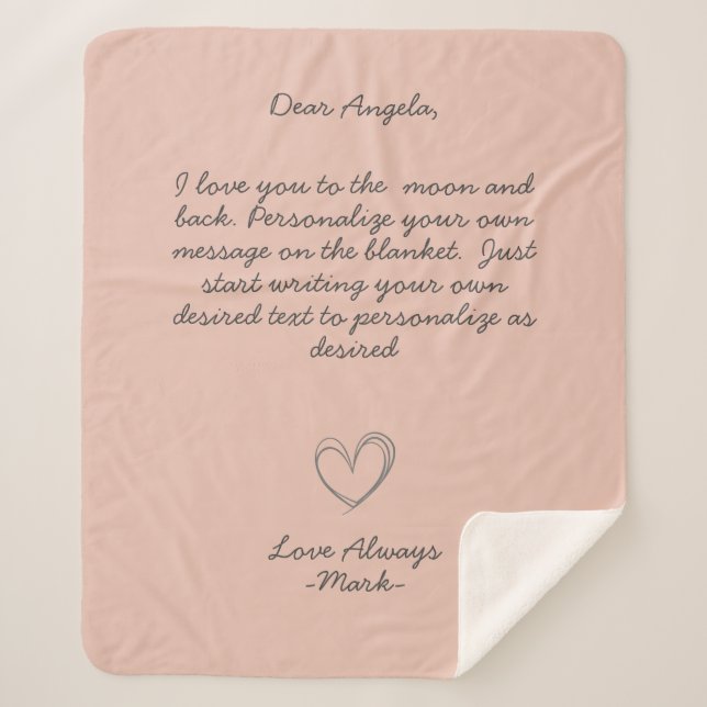 Cobertor Sherpa Mensagem Manuscrita Personalizar Texto (Frente)