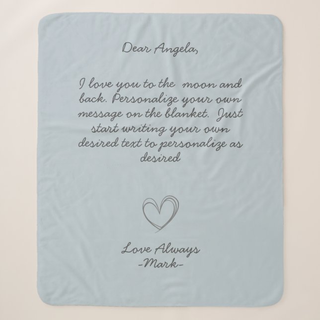 Cobertor Sherpa Mensagem Manuscrita Personalizar Texto (Frente)