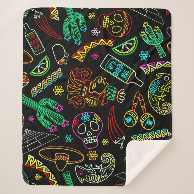 Cobertor Sherpa México Fiesta Pattern (Frente)