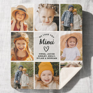 Cobertor Sherpa Mimi Nós Te Amo Coração Foto Moderna Colagem