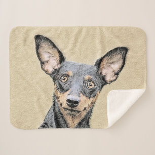 Cobertor Sherpa Miniatura Pinscher Pintando Bela Arte Original de