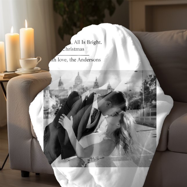 Cobertor Sherpa Minimal All Is Calm All Is Bright Christmas Photo  (Criador carregado)