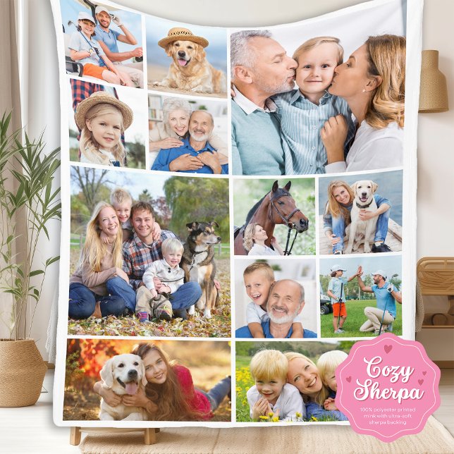 Cobertor Sherpa Minimal Cute Simple Unique 12 Photo Collage (Criador carregado)