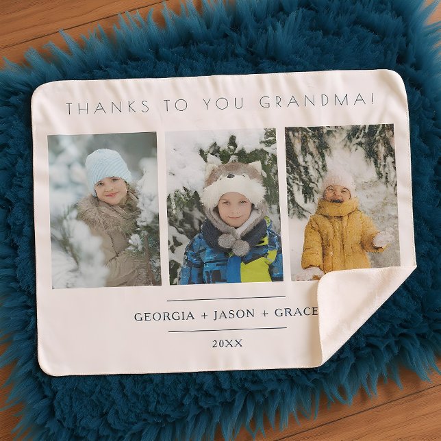Cobertor Sherpa Minimalist 3 Photos Collage Keepsake for Family (Minimalist 3 Photos Collage Keepsake for Family Sherpa Blanket.)