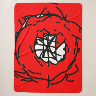 Cobertor Sherpa Minimalist Abstract Circular Expressionism in Red