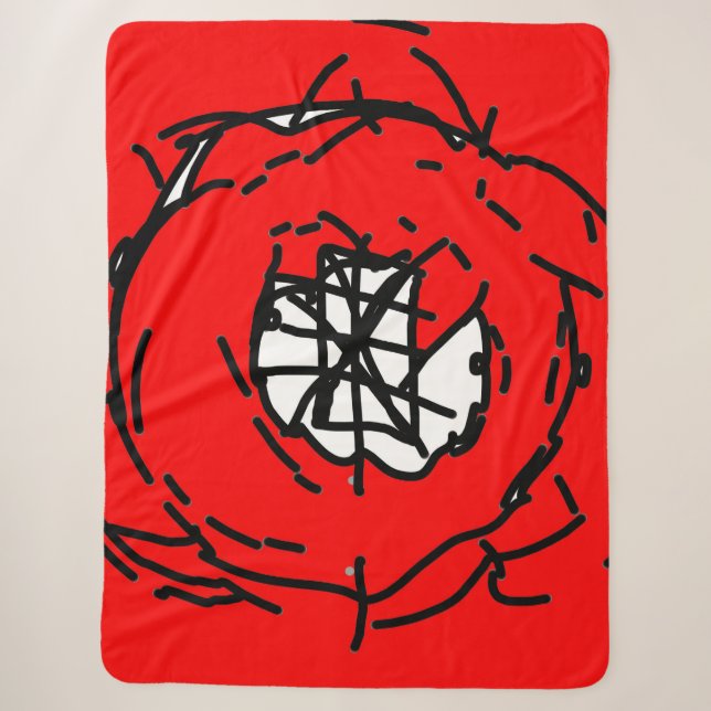 Cobertor Sherpa Minimalist Abstract Circular Expressionism in Red  (Frente)