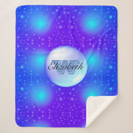 Cobertor Sherpa Mínimo Monograma Fundo Azul da Gliteria