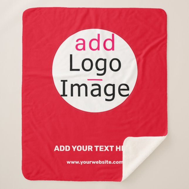 Cobertor Sherpa Mínimo Vermelho vívido e personalizável em chic co (Frente)