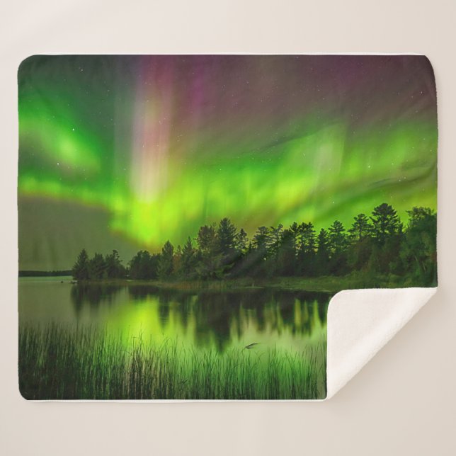 Cobertor Sherpa Minnesota Aurora Borealis (Frente (Horizontal))