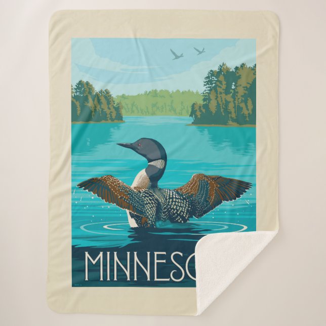 Cobertor Sherpa Minnesota | Loon (Frente)