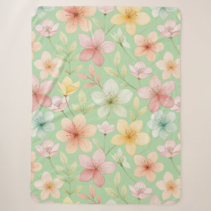 Cobertor Sherpa Mint Floral Sherpa Blanket