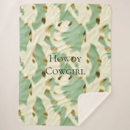 Cobertor Sherpa Mint Green Cream Dourado Cowhide