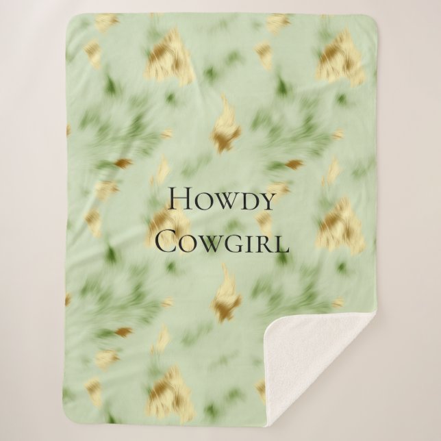 Cobertor Sherpa Mint Green Dourado Cowhide (Frente)