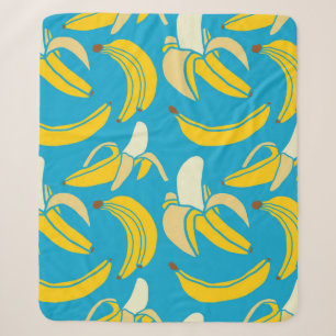 Cobertor Sherpa modelo sem costura de banana tropical fruta fresca