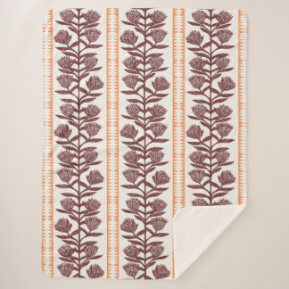 Cobertor Sherpa Modern botanical flora bohemian rustic tribal