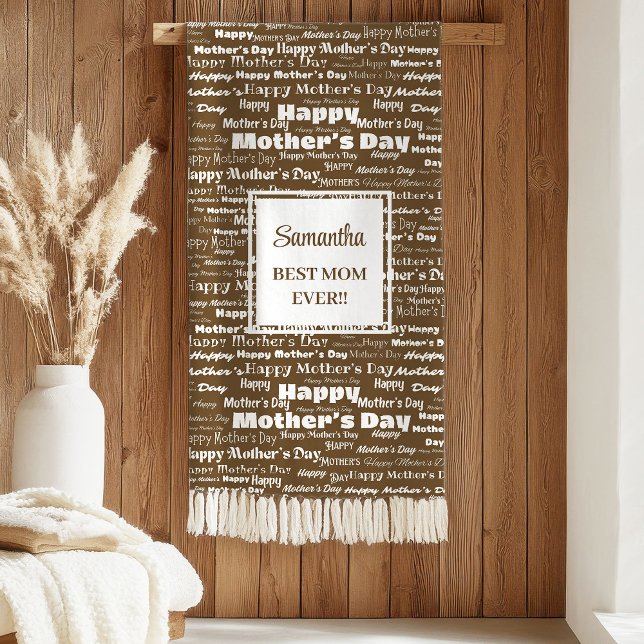 Cobertor Sherpa Modern Brown Lettering Mother’s Day Personalized  (Modern Brown Lettering Mother’s Day Personalized Sherpa Blanket)