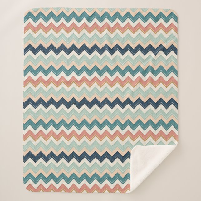 Cobertor Sherpa Modern Chevron Design Custom Soft (Frente)